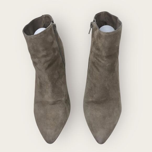 Steve Madden Gray Taupe Suede Ankle Boots Pointed Toe & Block Heels Size 10B - Picture 5 of 11
